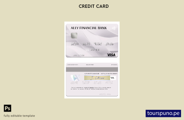 lista para imprimir plantilla de tarjeta visa de USA Ally Financial Bank